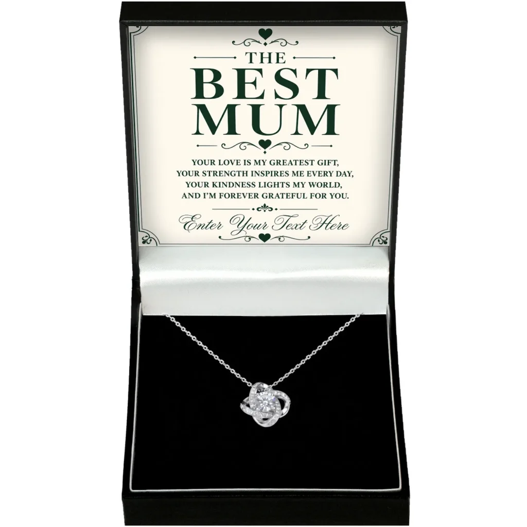 Personalised Love Knot necklace with printed message card