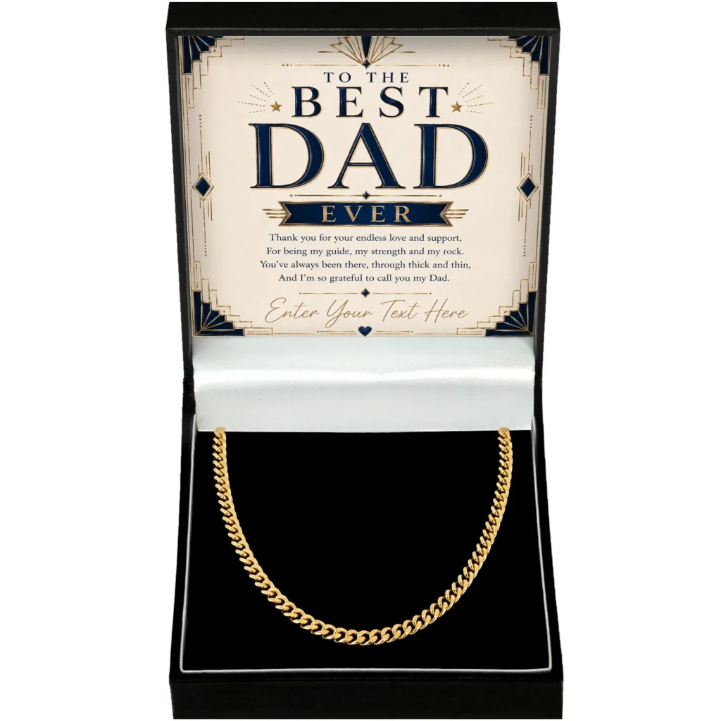 Personalised Cuban Chain necklace with printed message card